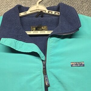 Vintage Eddie Bauer Bomber Jacket Men's L Teal Fleece Lined Made in USA‎
